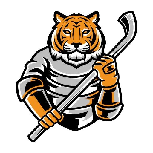 Aggressive Tiger Mascot in Sports Ice Hockey Uniform Logo Template