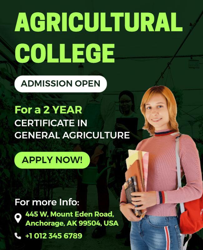 Agricultural College Admission Open Flyer Template