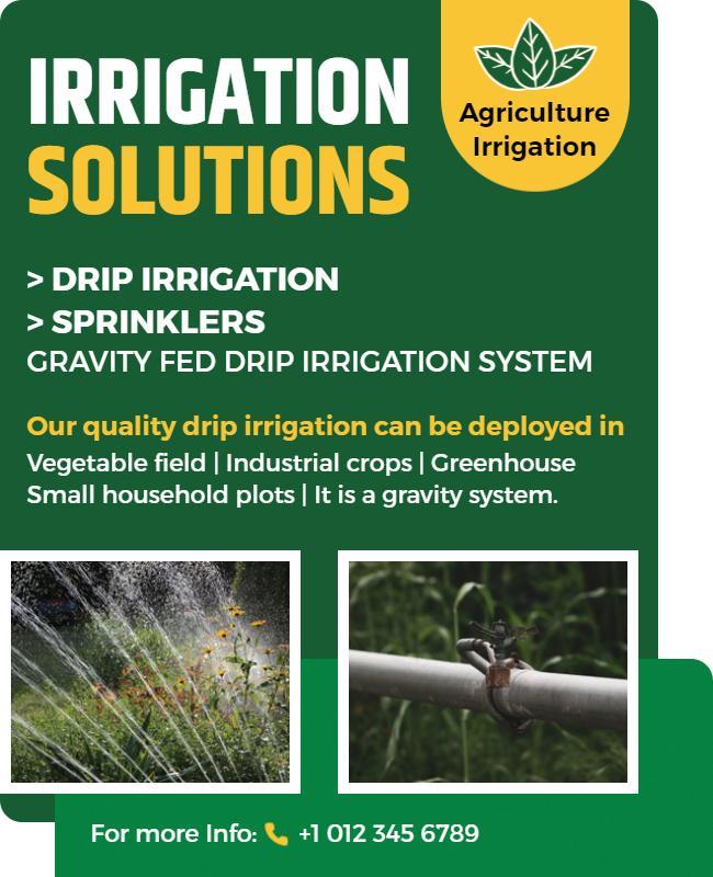 Agricultural Drip Irrigation Solutions Flyer Template