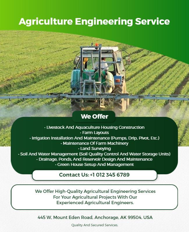 Agricultural Engineering Services Promotion Flyer Template