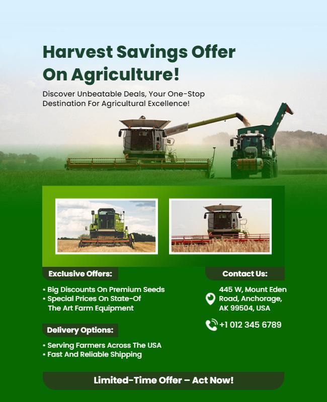 Agricultural Equipment Sales Offer Flyer Template