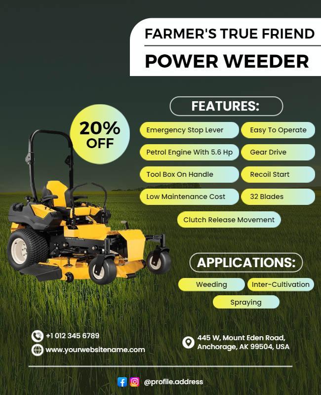 Agricultural Power Weeder Promotional Flyer Template