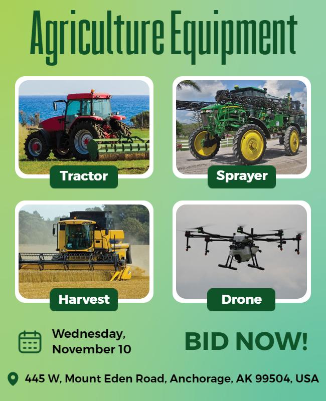 Agriculture Equipment Auction Event Flyer Template