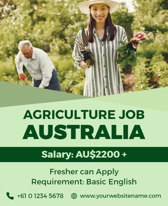 Agriculture Job Opportunity in Australia Flyer Template