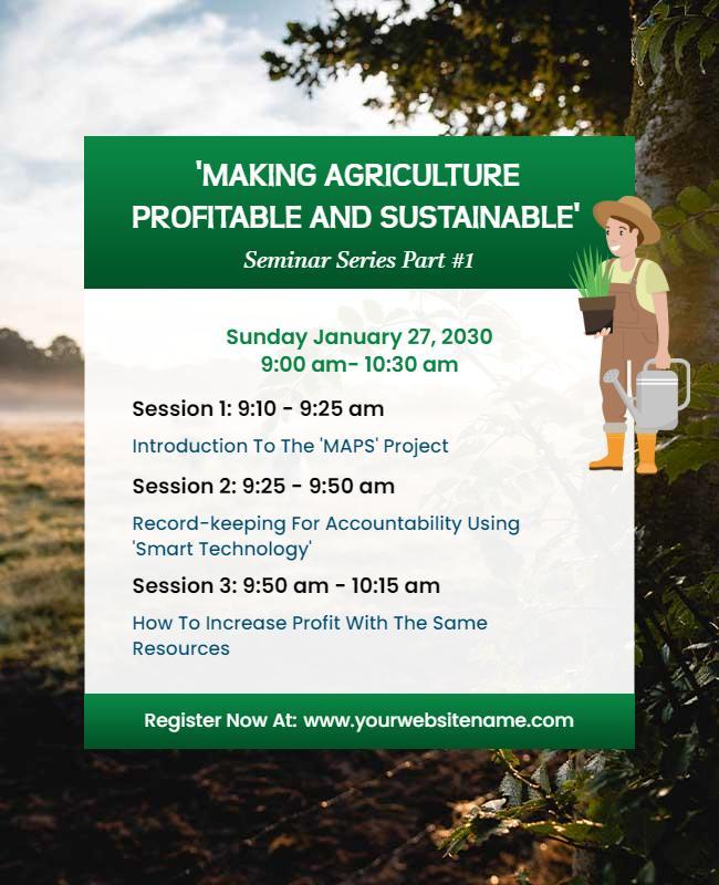 Agriculture Profitability and Sustainability Seminar Flyer Template