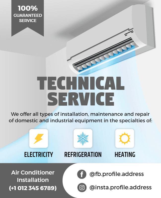 Air Conditioner Installation and Repair Service Flyer Template