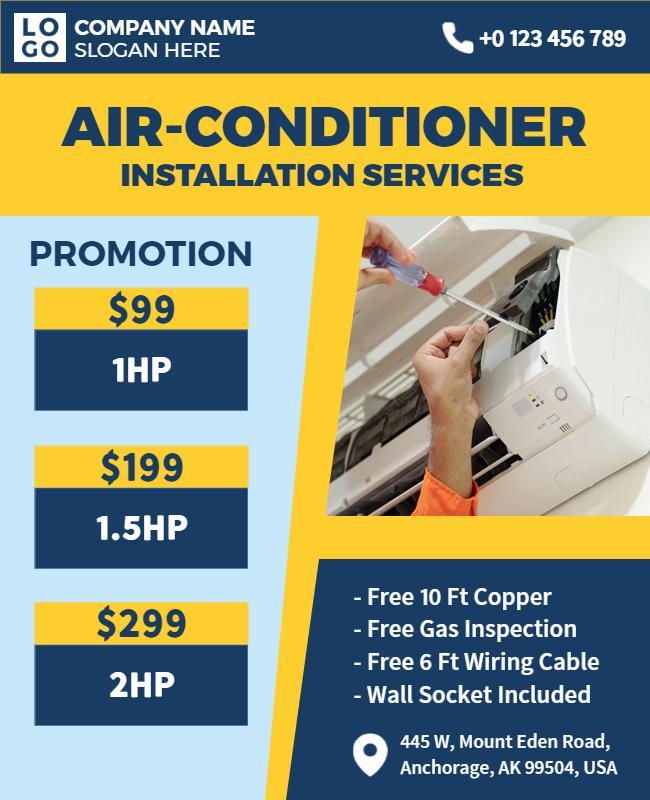 Air Conditioner Installation Service Promotion Flyer Template