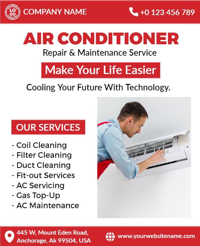 Air Conditioner Repair and Maintenance Service Flyer Template