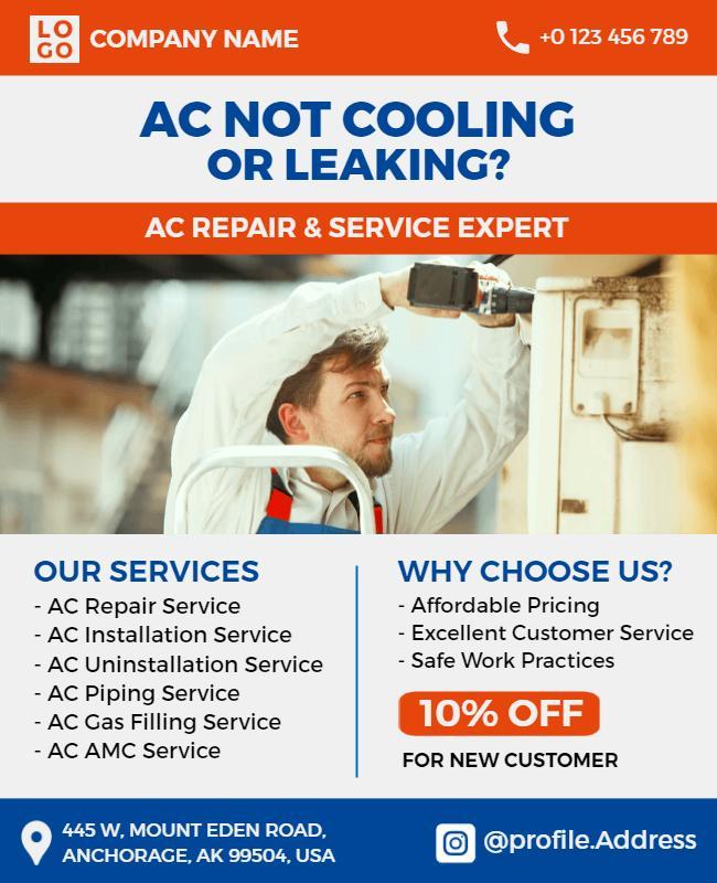 Air Conditioner Repair Service Promotion Flyer Template