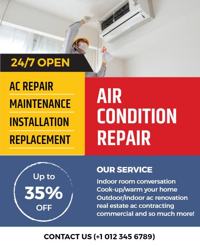 Air Conditioner Repair Services Flyer Template