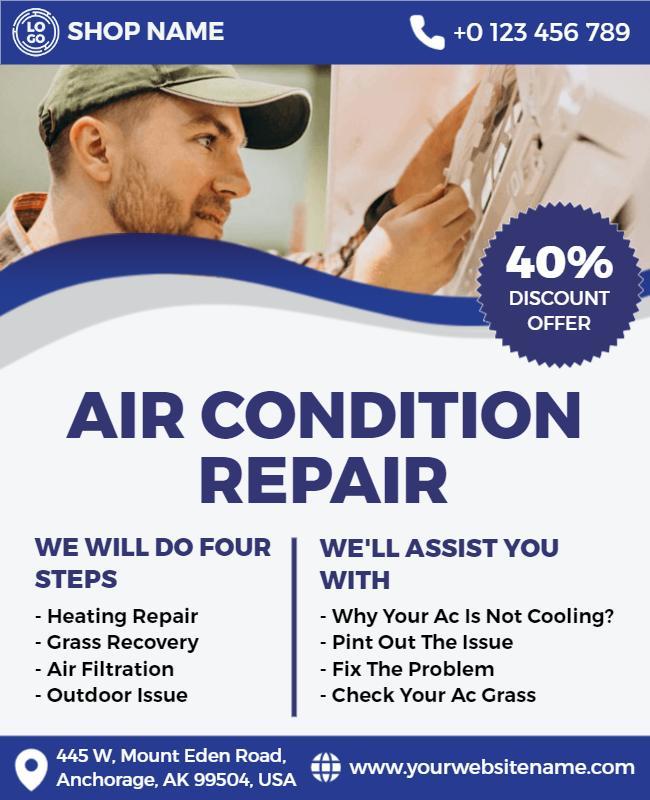 Air Conditioning Repair Service Discount Flyer Template