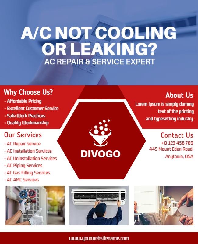 Air Conditioning Repair Service Promotion Flyer Template