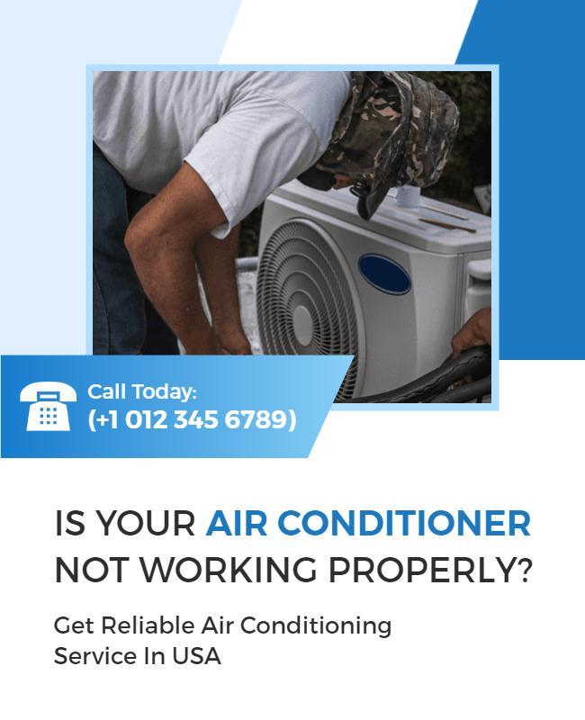 Modern Blue Air Conditioning Repair Service Flyer Template