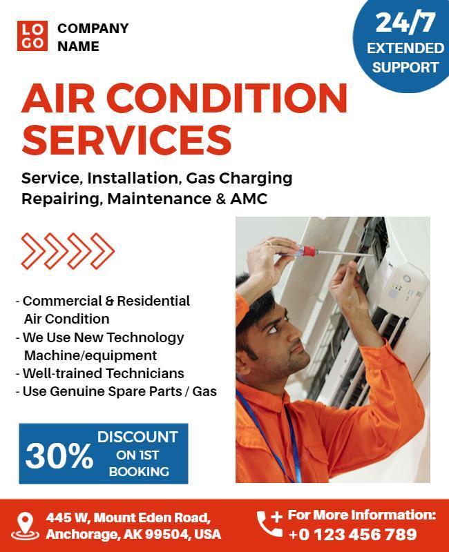 Air Conditioning Service Promotion Flyer Template