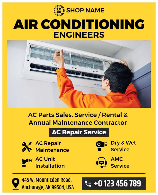 Air Conditioning Services Repair Flyer Template