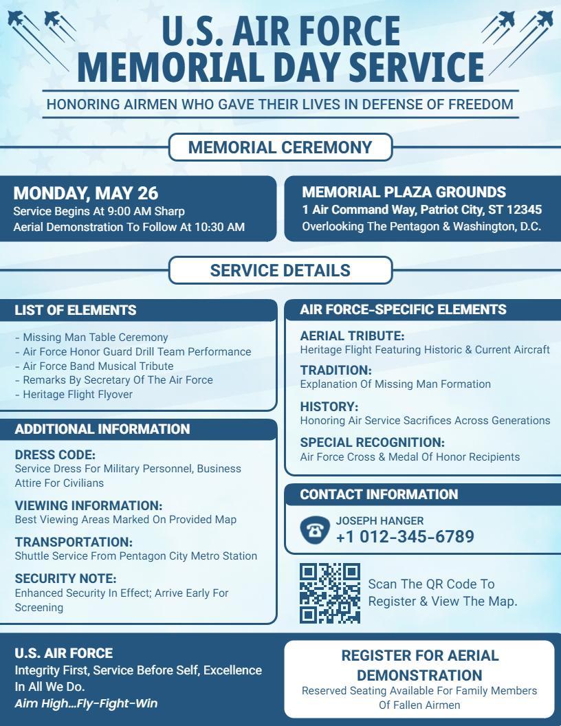 Air Force Memorial Day Honoring Fallen Airmen Flyer Template