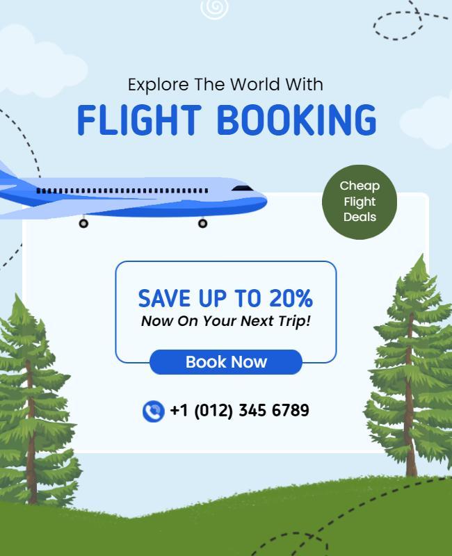 Air Travel Promotion with Flight Booking Flyer Template