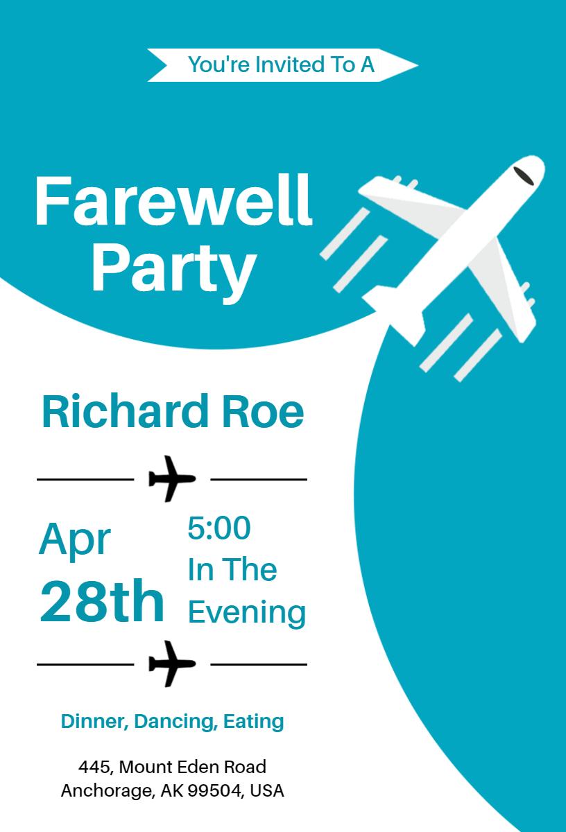 Airplane Adventure Farewell Party Celebration Invitation Template