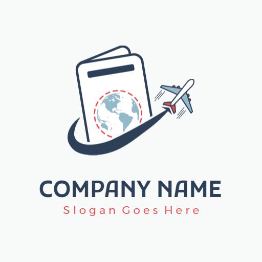Airplane and Luggage Representing Global Travelling Logo Template
