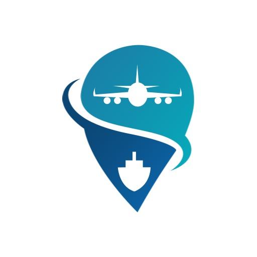 Airplane and Ship Icon Representing Global Travelling Logo Template