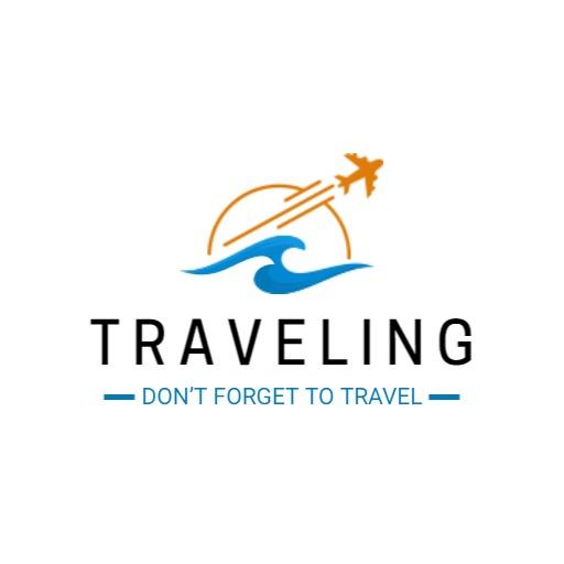 Airplane Flying Over a Wave for Adventurous Traveling Logo Template