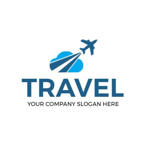 Airplane in Flight with Blue Skies Representing Travel Logo Template