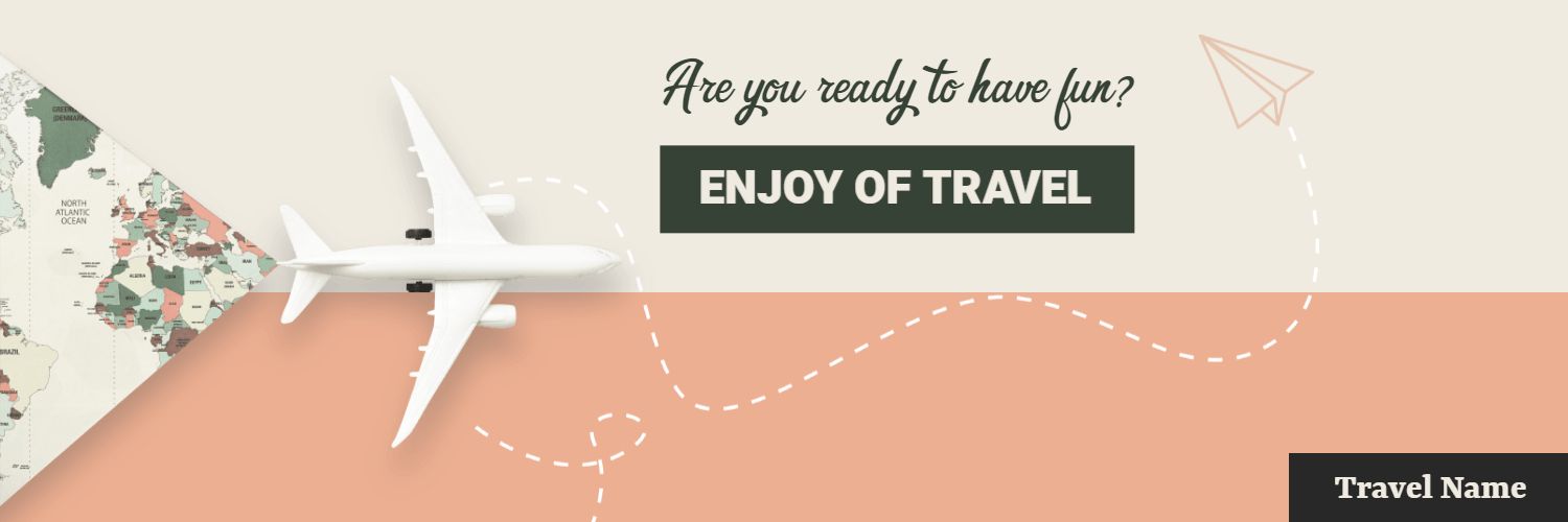 Airplane Over a Map with Fun Travel Invitation Banner Template