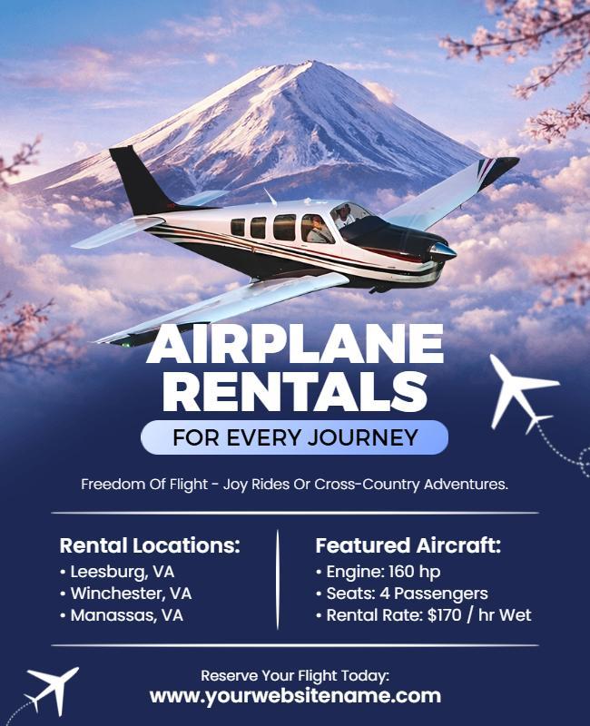 Airplane Rental Services Promotional Flyer Template