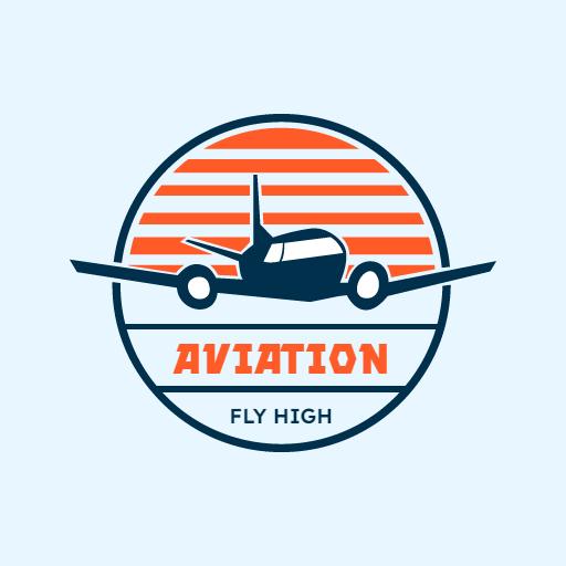 Airplane Silhouette Against Vibrant Sunset Design Logo Template