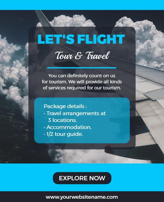 Airplane Travel Package Promotion Flyer Template