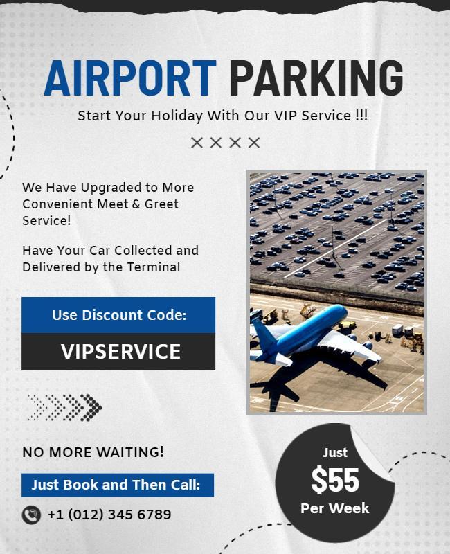 Airport Parking Vip Service Promotional Flyer Template