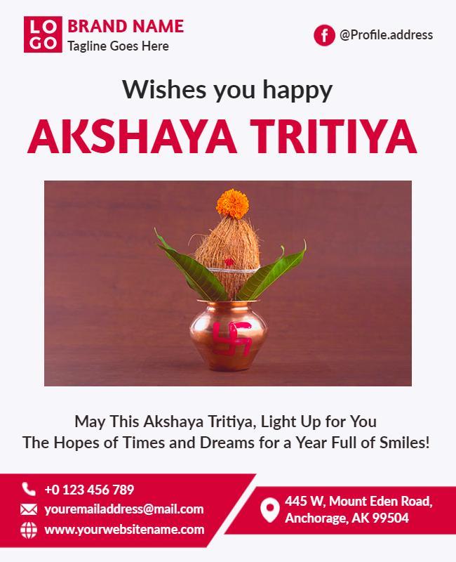 Festive Floral Akshaya Tritiya Celebration Flyer Template