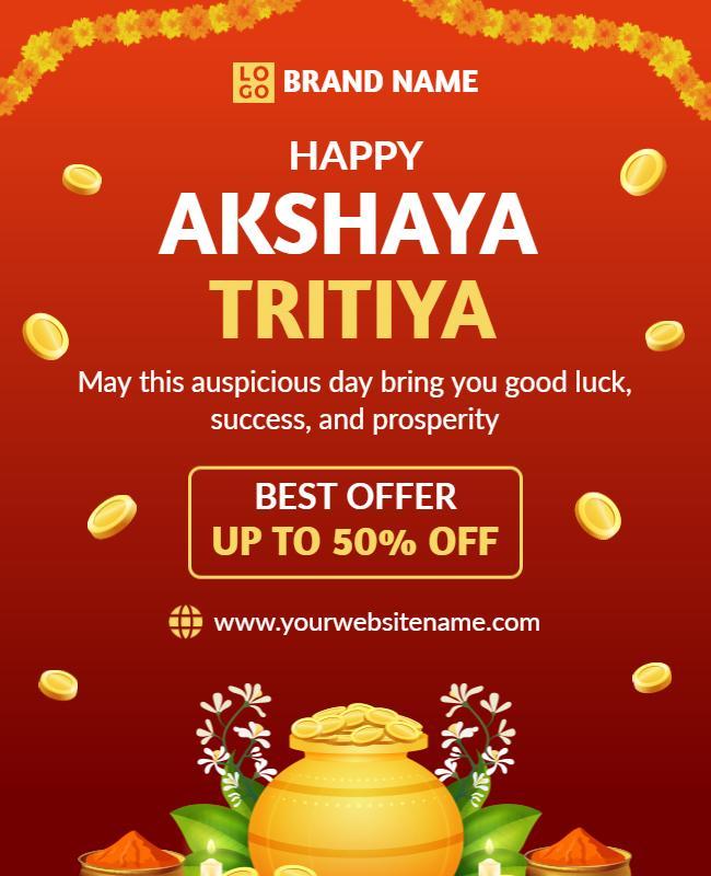 Festive Red Akshaya Tritiya Promotion Flyer Template