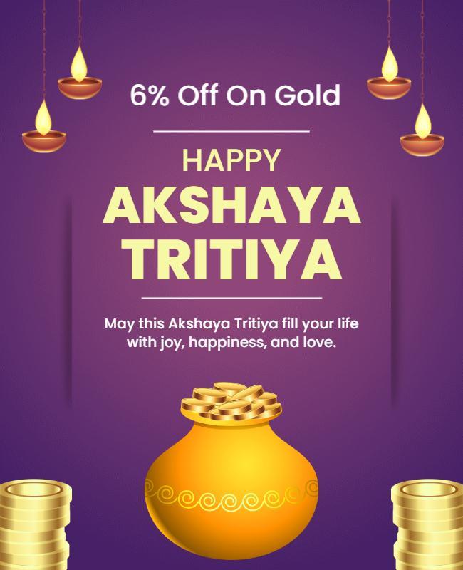 Vibrant Purple Akshaya Tritiya Gold Sale Flyer Template