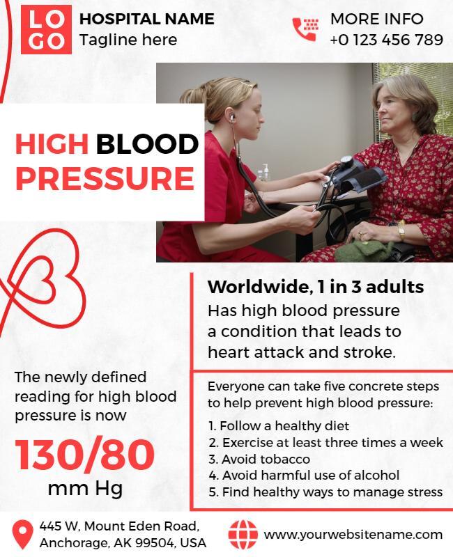 Alabaster and White High Blood Pressure Flyer Template