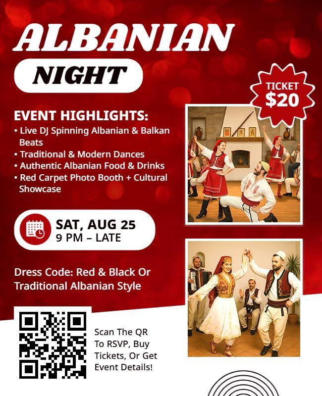 Albanian Cultural Night Celebration Flyer Template