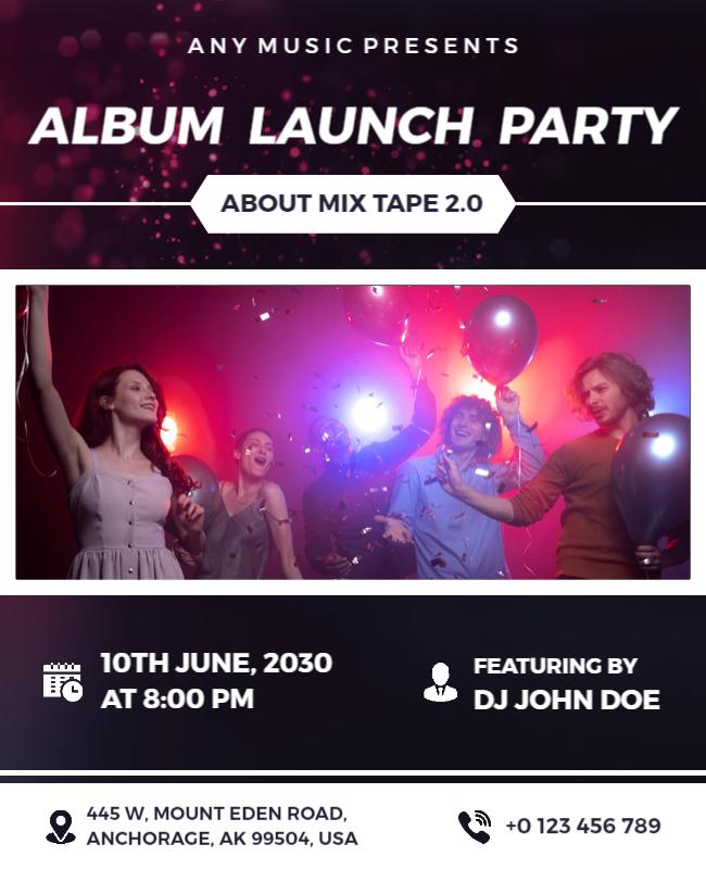 Album Launch Party Celebration Flyer Template