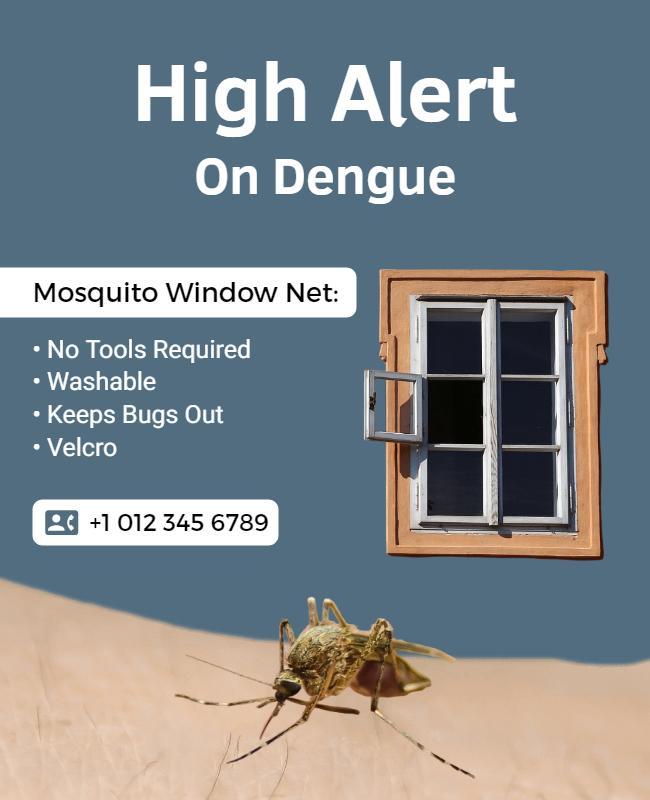 Alert Blue Mosquito Prevention Dengue Awareness Flyer Template