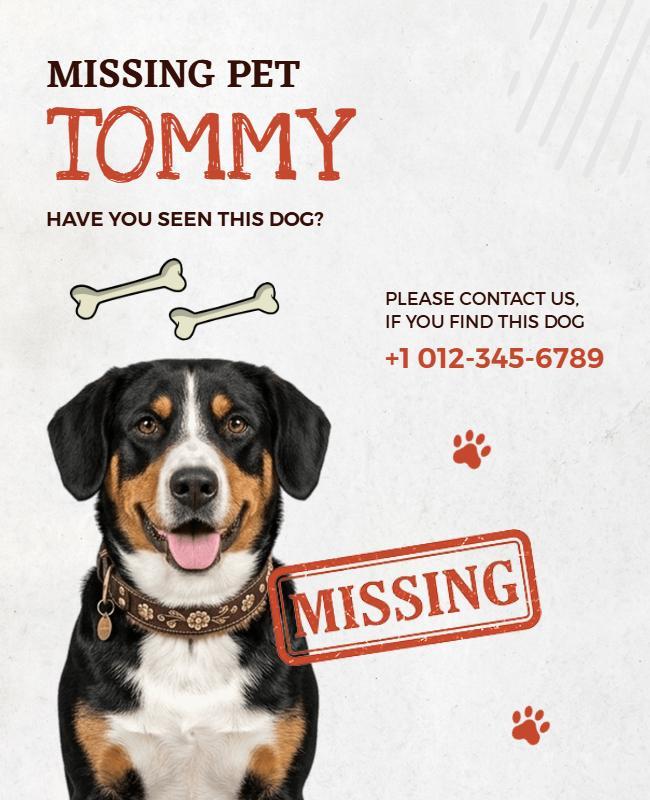 Alert Missing Dog Notice with Red Accents Poster Template
