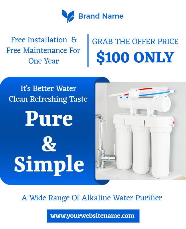 Alkaline Water Purifier Installation Offer Flyer Template