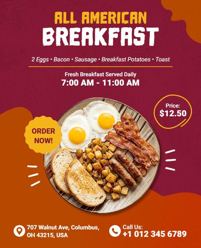 All American Breakfast Restaurant Promotion Flyer Template