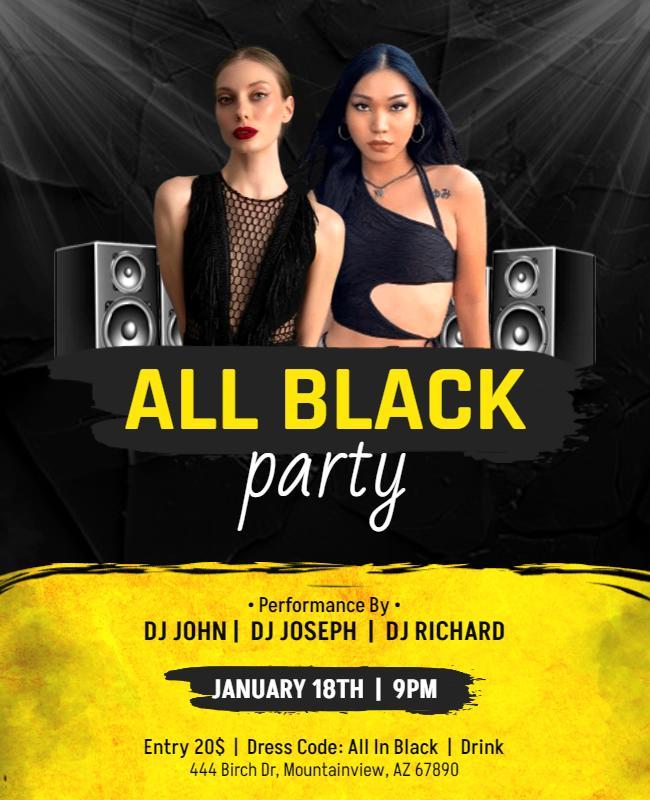 All Black Dj Night Party Flyer Template