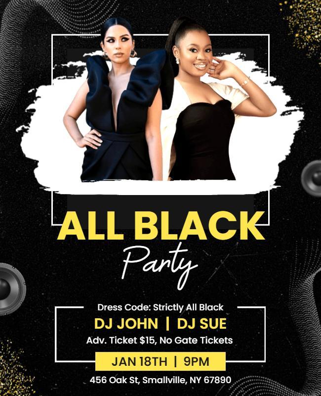 All Black Dress Code Party Flyer Template