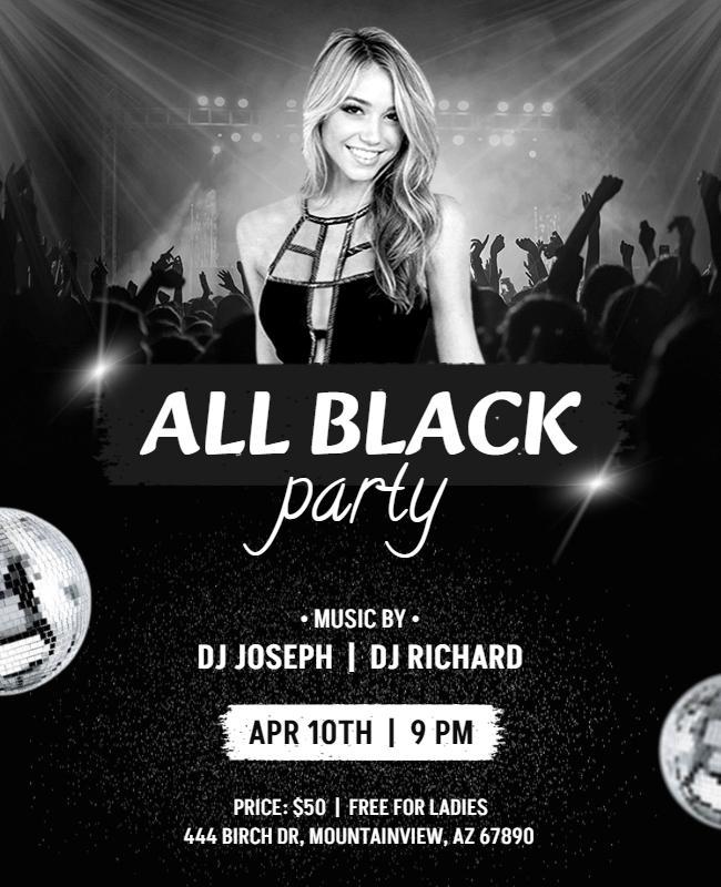 All Black Night Party Flyer Template