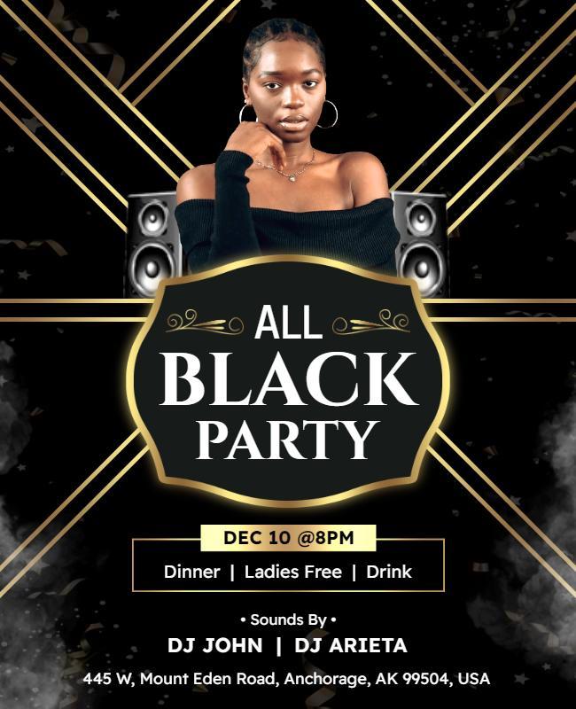 All Black Party Event Flyer Template