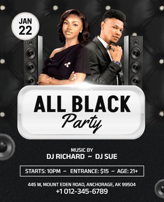 All Black Party Music Event Flyer Template