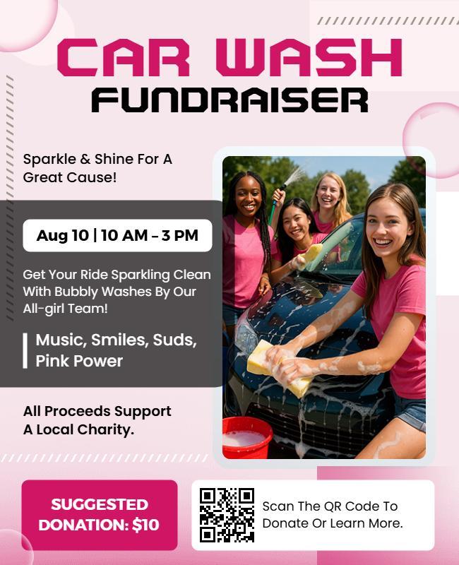 All-Girl Team Car Wash Fundraiser Flyer Template