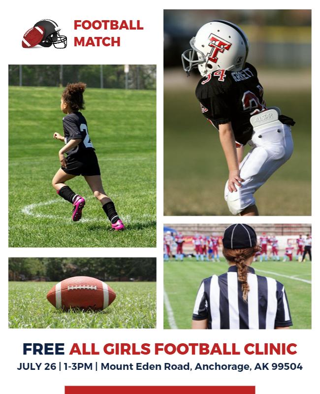 All Girls Football Clinic Flyer Template