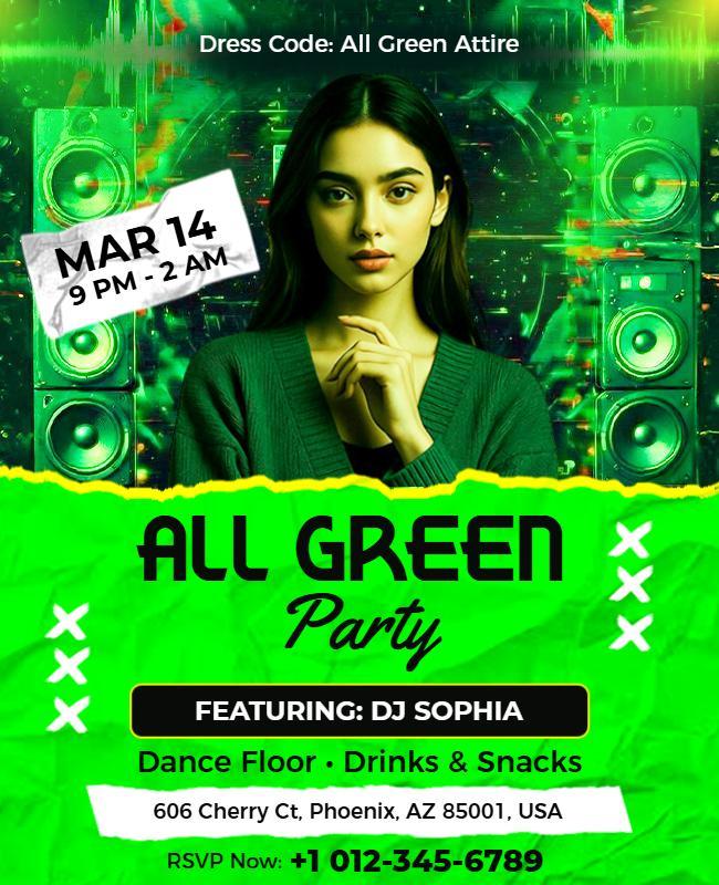 All Green Party Flyer Template