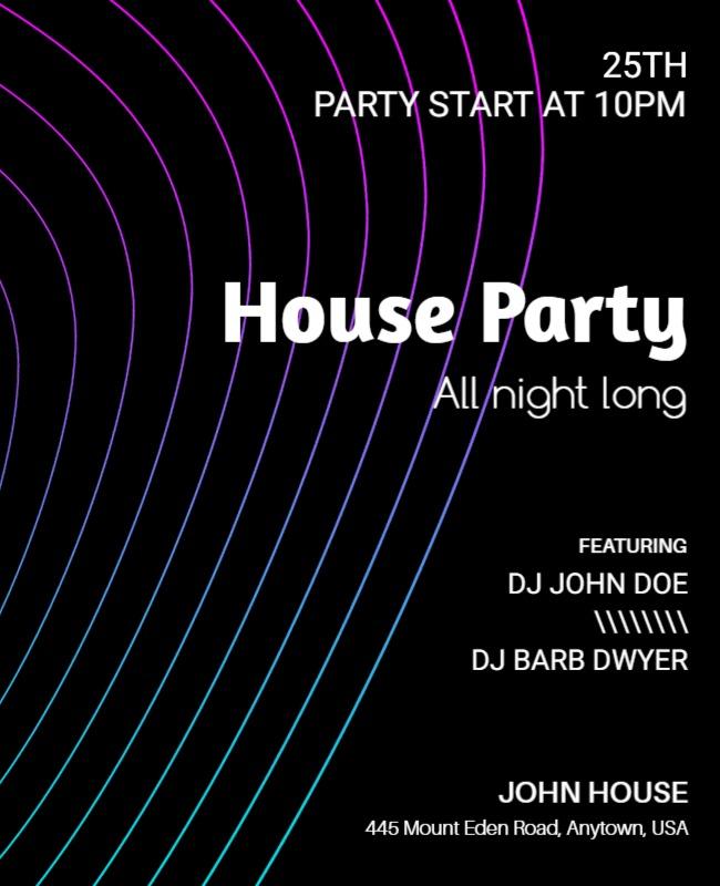 All Night House Party Event Flyer Template